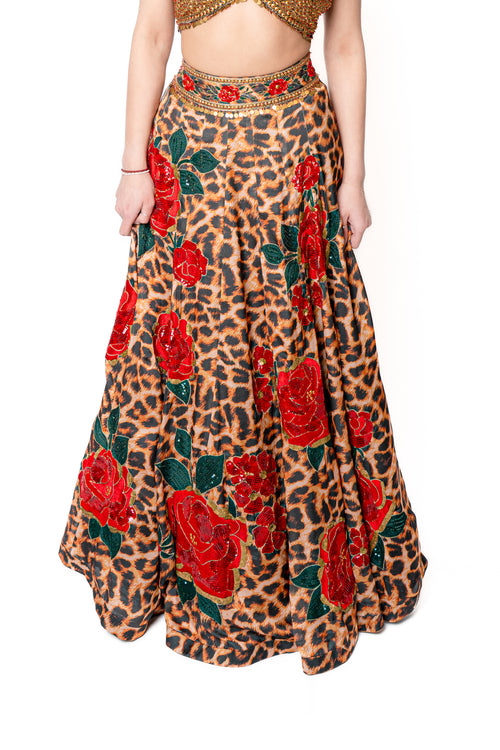 Sikka Leopard Print Lengha