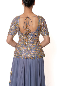 Sheesha Lavender Purple Mirror Work Lengha