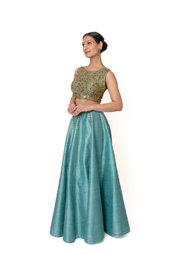 Blue Sikka Lengha