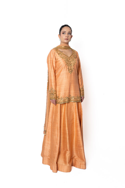 Orange Coral Lengha