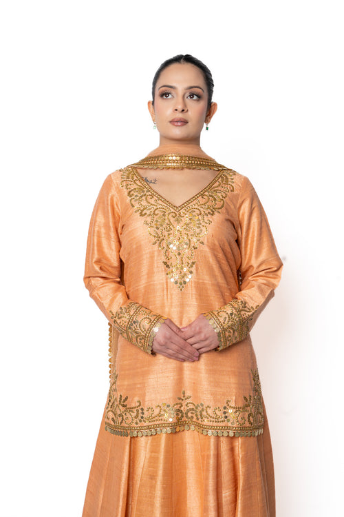 Orange Coral Lengha