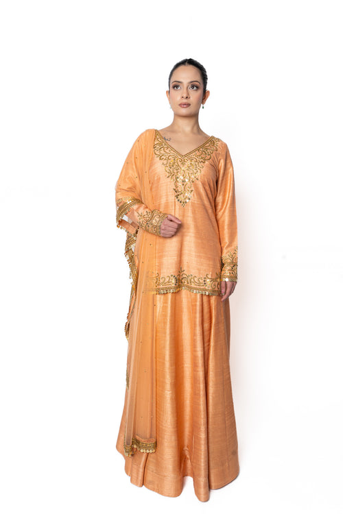 Orange Coral Lengha