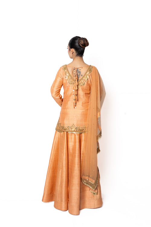 Orange Coral Lengha