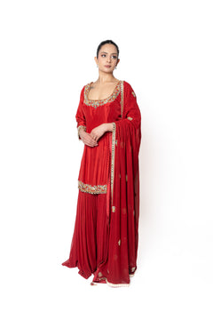 Red Sheesha Silk Sharara