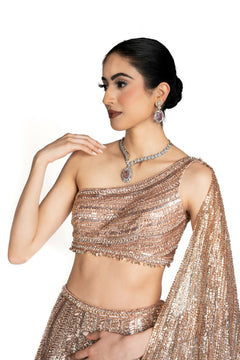 Sitara Rose Gold Sequin Bridal Lengha