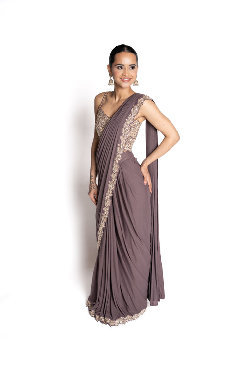 Tara Mauve Saree by Well Groomed