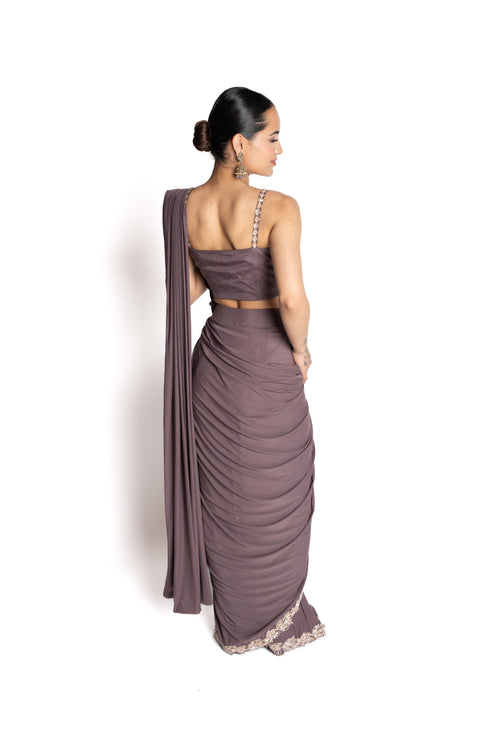 Tara Mauve Saree by Well Groomed
