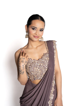 Tara Mauve Saree by Well Groomed