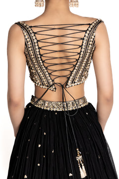 Anika Black & Gold Lengha