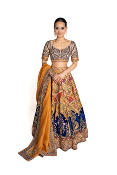 Kanika Multicolor Velvet Lengha by Well Groomed