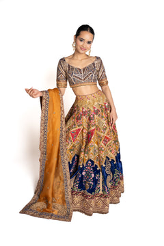 Kanika Multicolor Velvet Lengha by Well Groomed