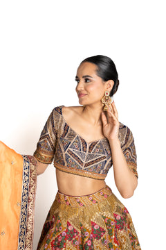 Kanika Multicolor Velvet Lengha by Well Groomed