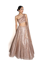 Sitara Rose Gold Sequin Bridal Lengha by Well Groomed