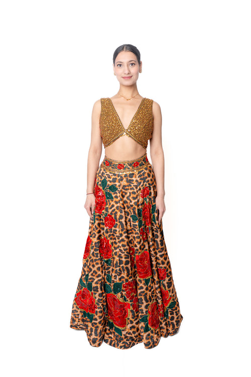 Sikka Leopard Print Lengha