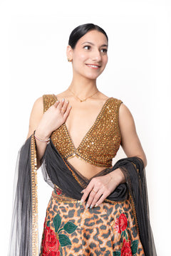 Sikka Leopard Print Lengha