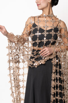 Sheesha Black Lengha With Mirror Lattice Dupatta