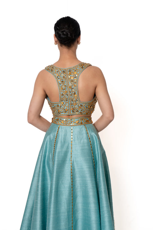 Blue Sikka Lengha