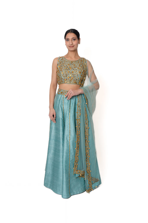 Blue Sikka Lengha