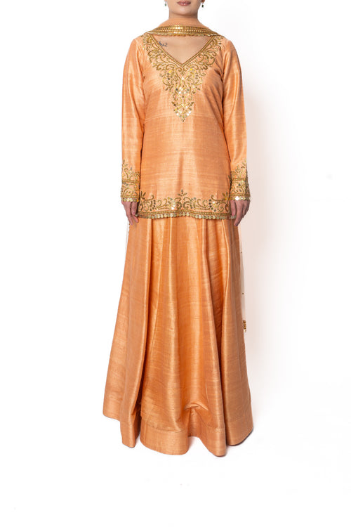 Orange Coral Lengha