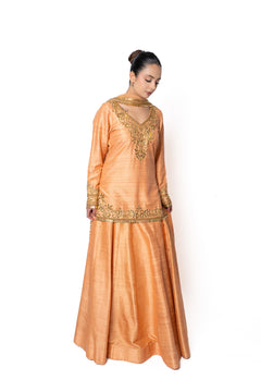 Orange Coral Lengha
