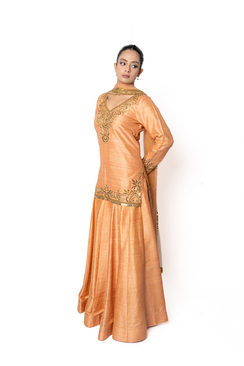 Orange Coral Lengha